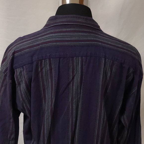 Loafers Reed St James Mens XL Purple Striped Long Sleeve Button Up Shirt - Picture 9 of 11